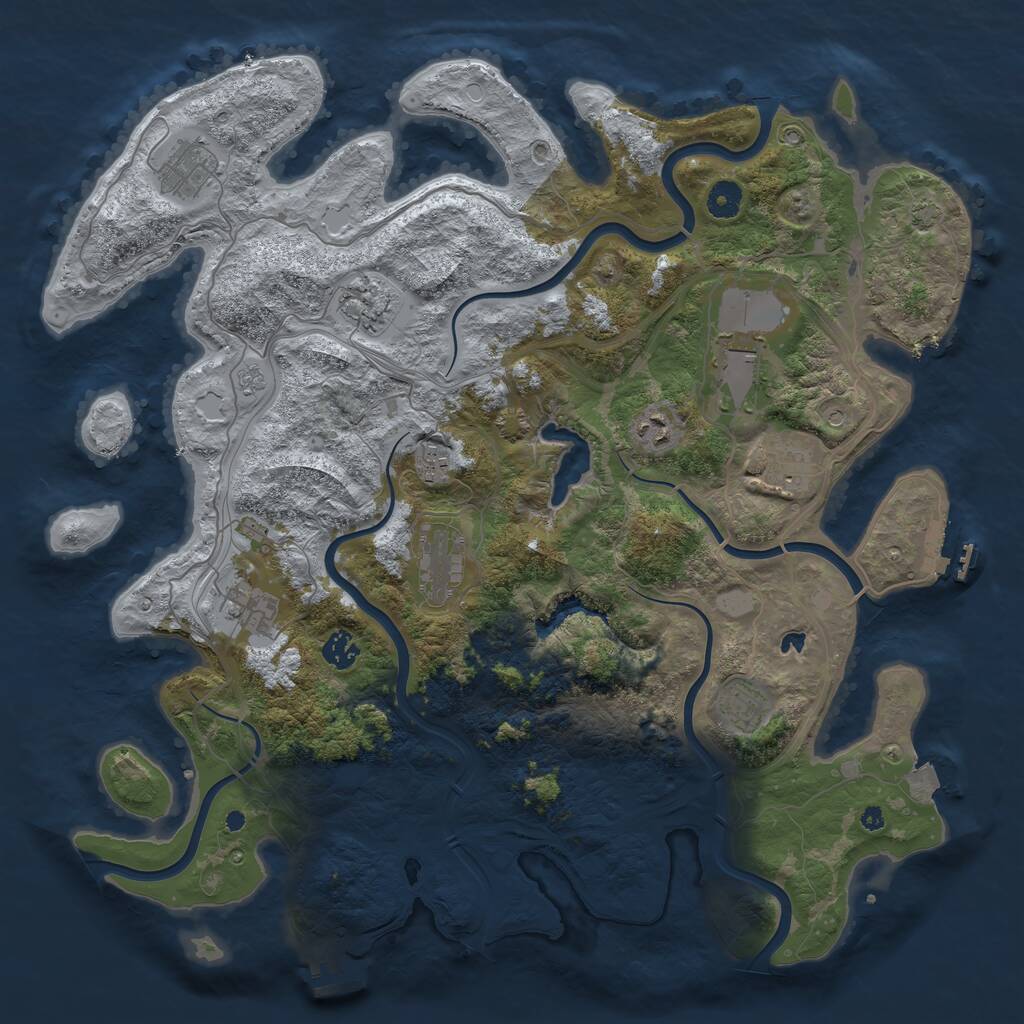 Rust Map: Procedural Map, Size: 4250, Seed: 700094620, 16 Monuments