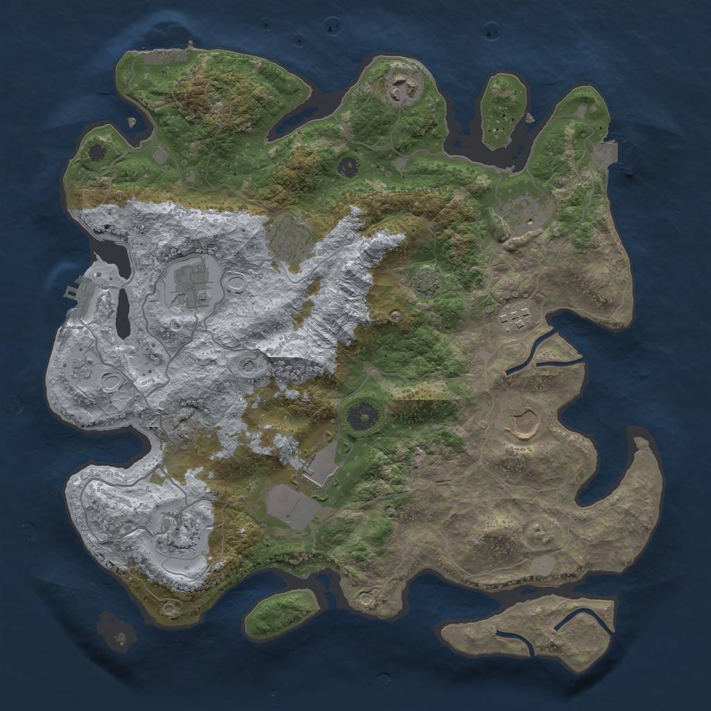 Rust Map: Procedural Map, Size: 3600, Seed: 125, 16 Monuments