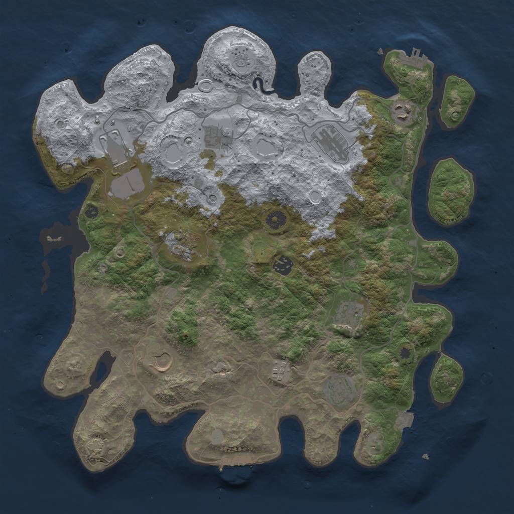 Rust Map: Procedural Map, Size: 4000, Seed: 985283330, 18 Monuments