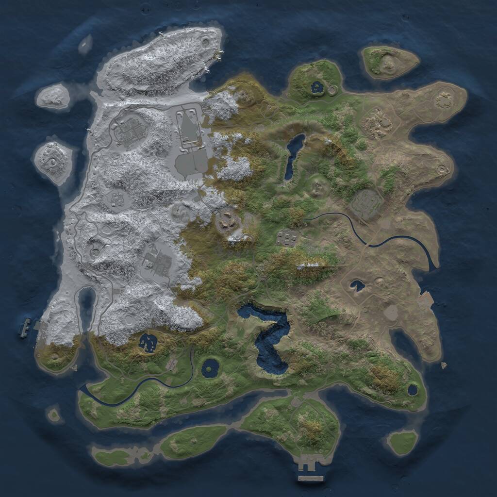 Rust Map: Procedural Map, Size: 4000, Seed: 852276452, 14 Monuments