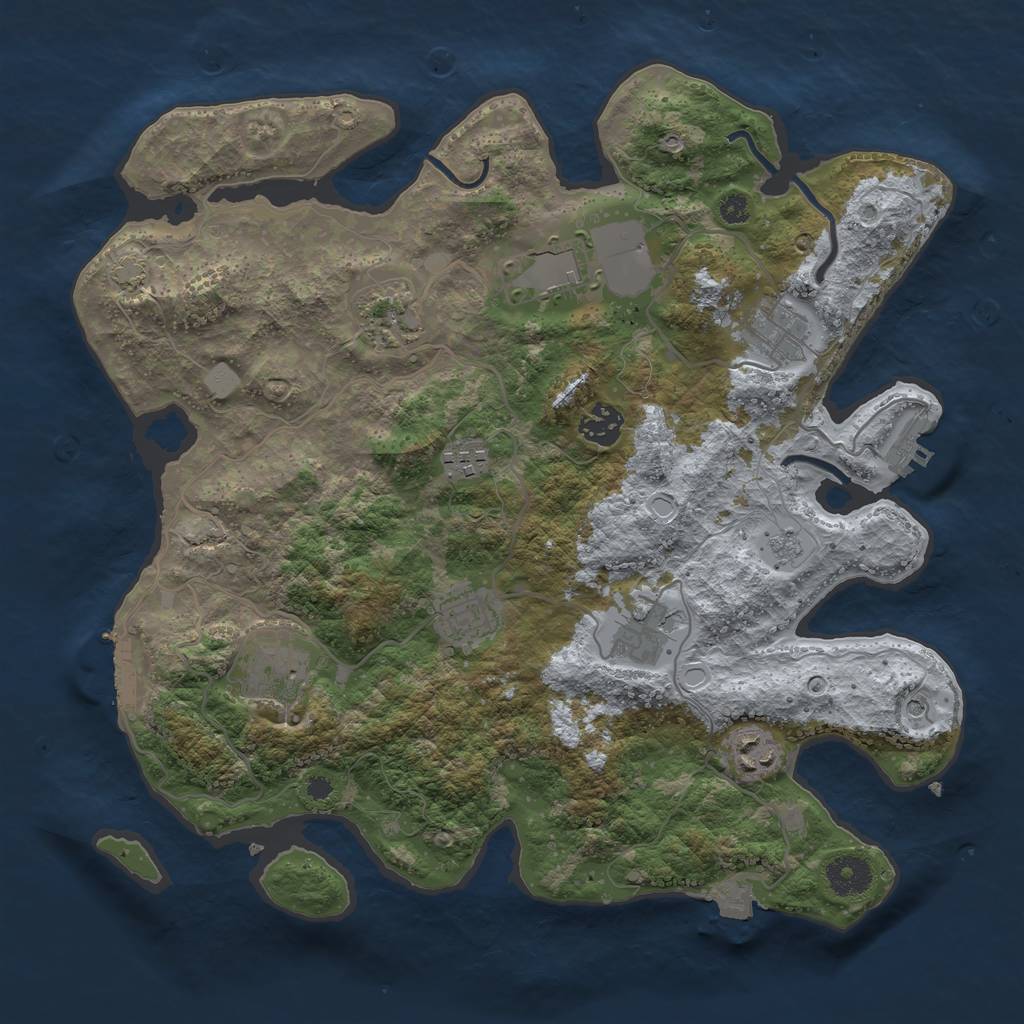 Rust Map: Procedural Map, Size: 3600, Seed: 24285848, 17 Monuments