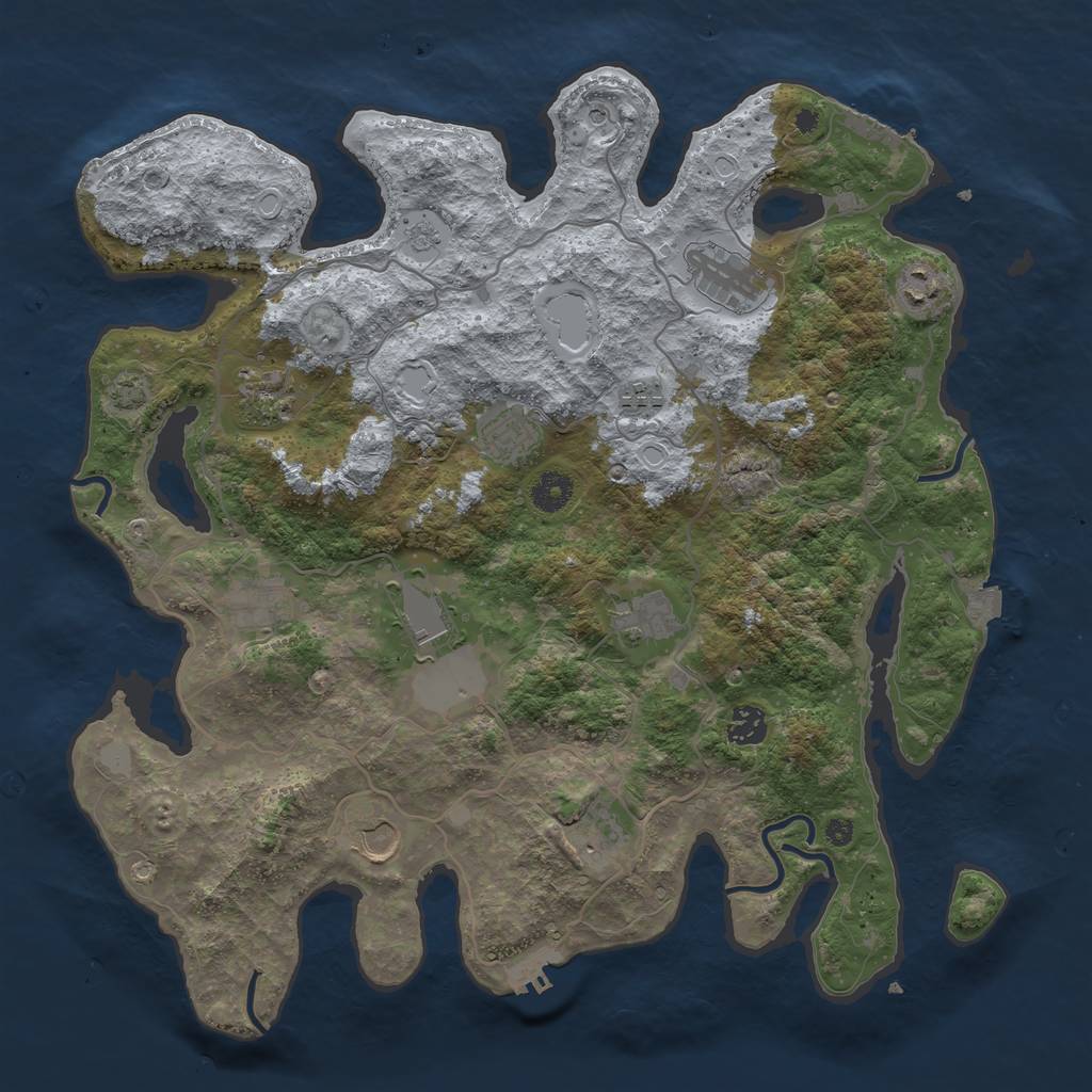 Rust Map: Procedural Map, Size: 4000, Seed: 768776223, 19 Monuments