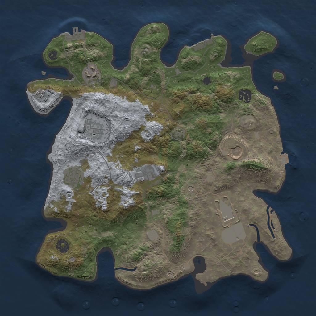 Rust Map: Procedural Map, Size: 3500, Seed: 65332211, 15 Monuments