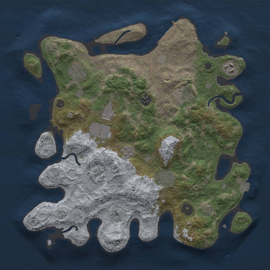 Rust Map: Procedural Map, Size: 3500, Seed: 333331648, 15 Monuments