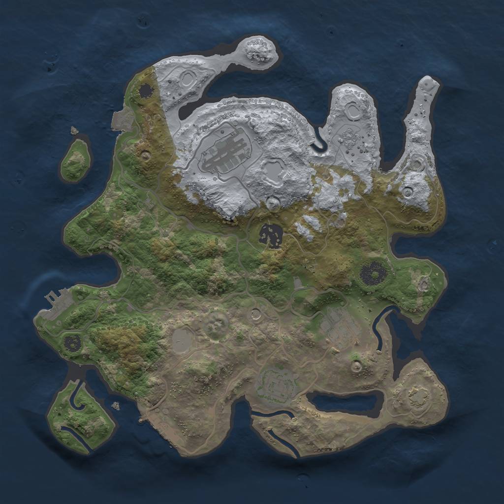 Rust Map: Procedural Map, Size: 3000, Seed: 1561370211, 12 Monuments