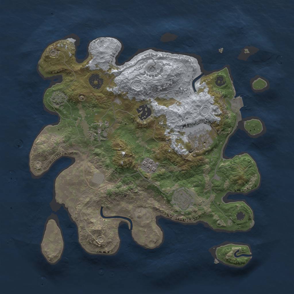 Rust Map: Procedural Map, Size: 3000, Seed: 24218, 10 Monuments