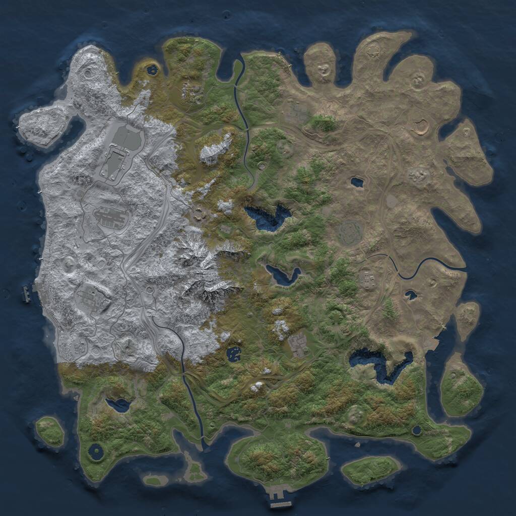 Rust Map: Procedural Map, Size: 5000, Seed: 78563674, 17 Monuments