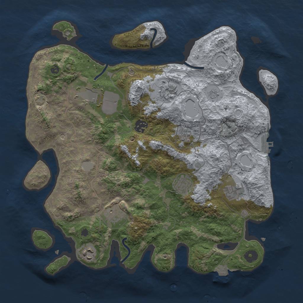 Rust Map: Procedural Map, Size: 3550, Seed: 50908548, 15 Monuments