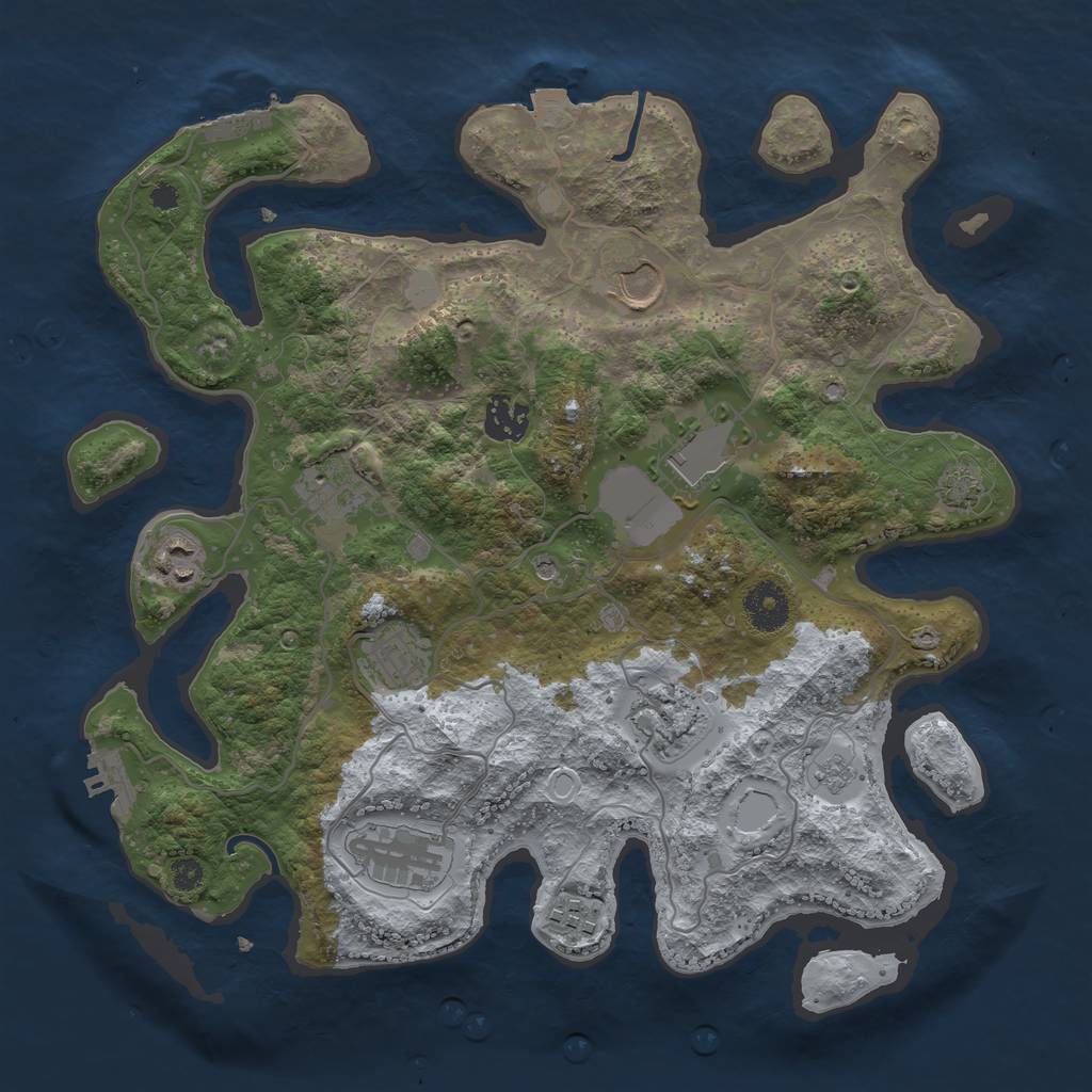 Rust Map: Procedural Map, Size: 3500, Seed: 2123589, 17 Monuments