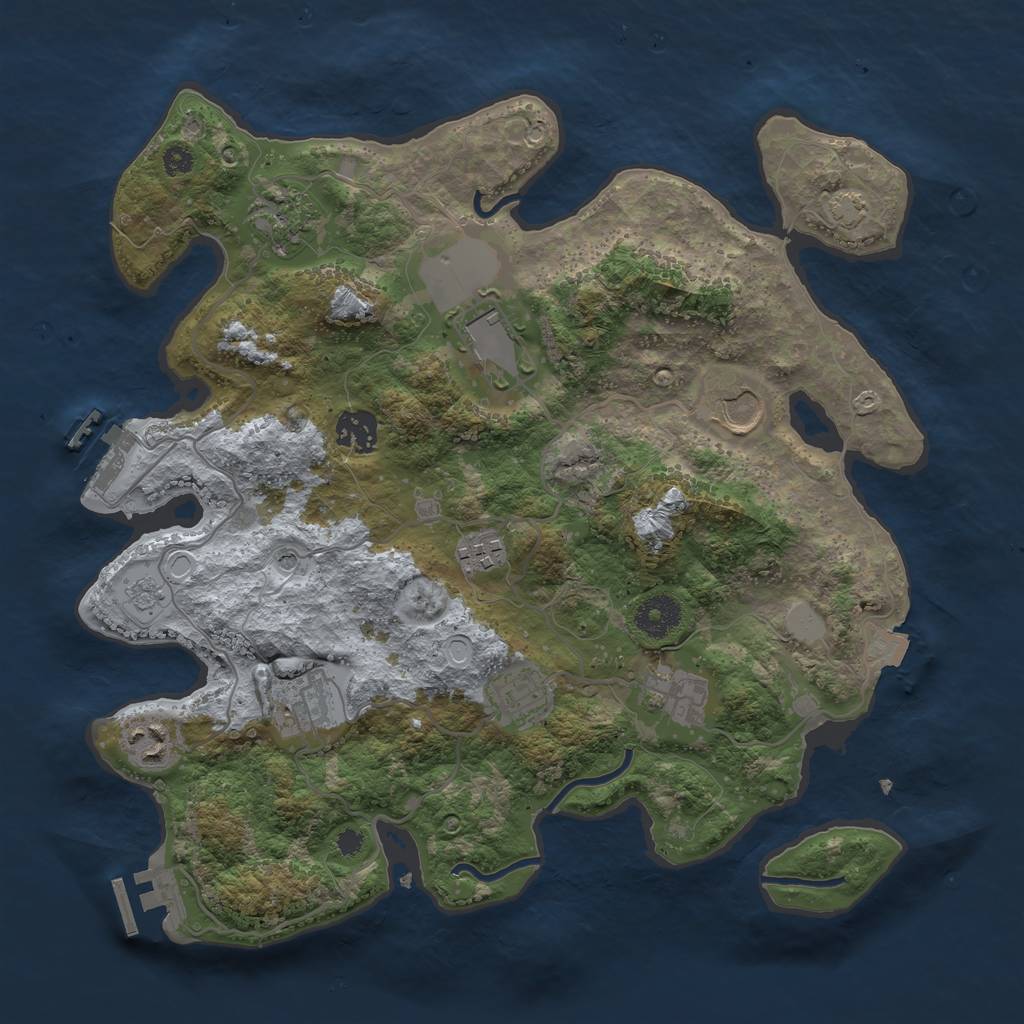 Rust Map: Procedural Map, Size: 3500, Seed: 193968350, 17 Monuments