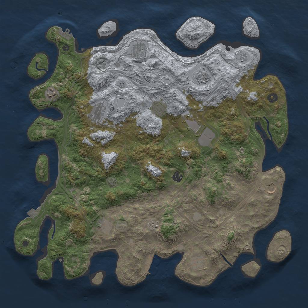 Rust Map: Procedural Map, Size: 4500, Seed: 555656377, 19 Monuments