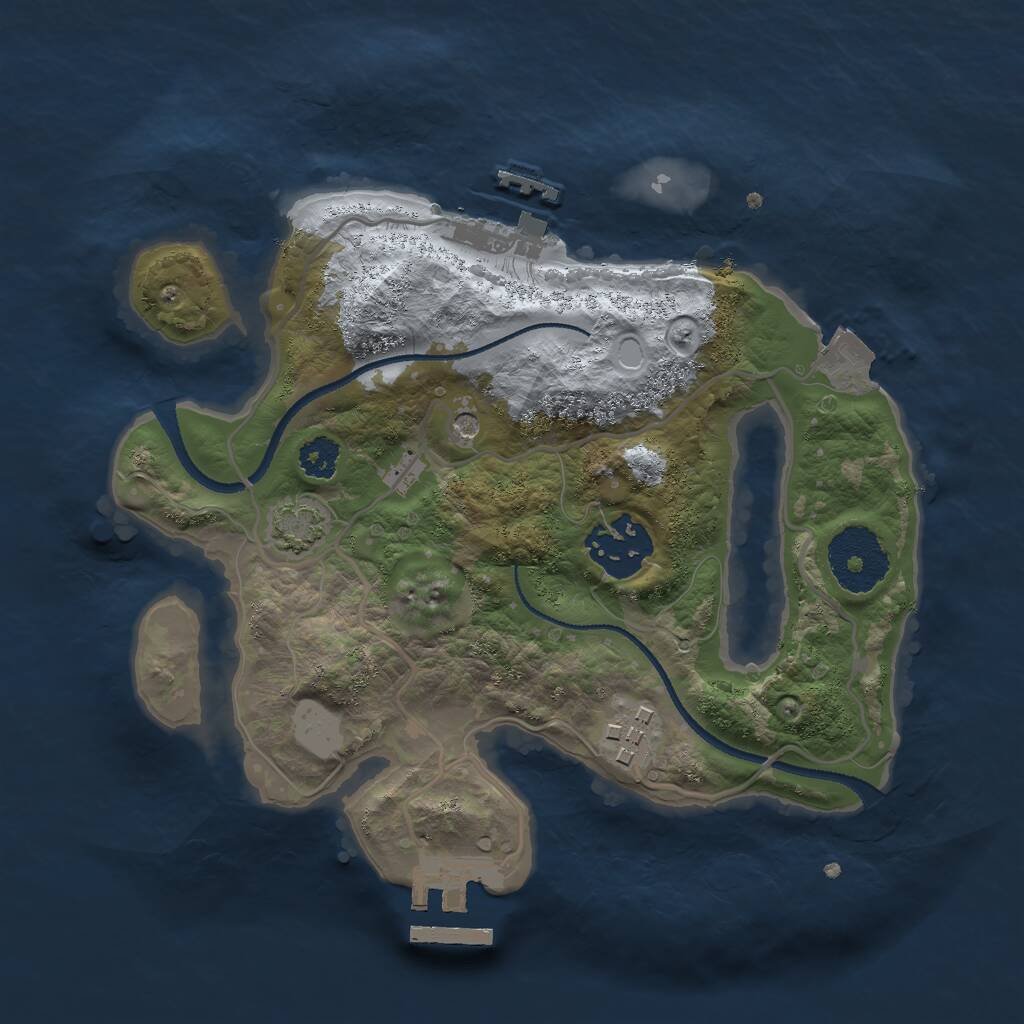 Rust Map: Procedural Map, Size: 2500, Seed: 764343837, 7 Monuments