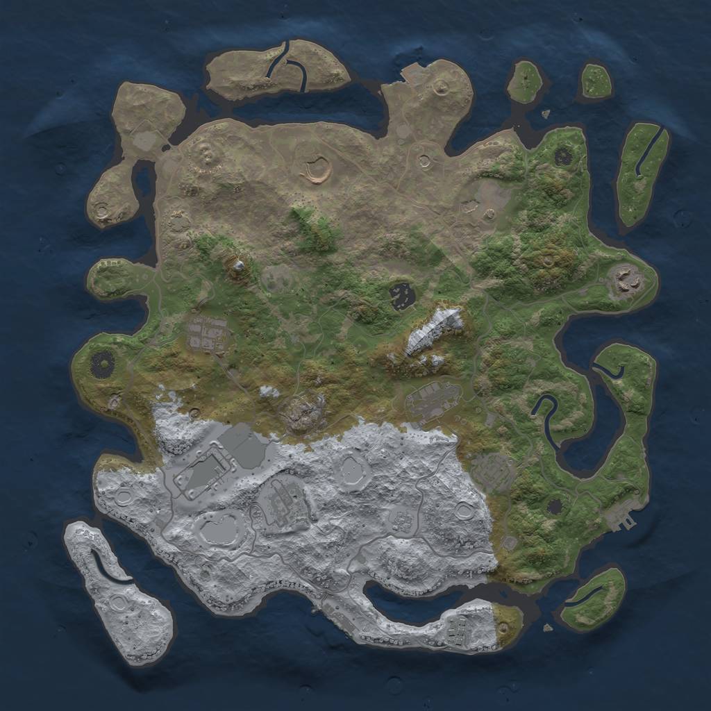 Rust Map: Procedural Map, Size: 4000, Seed: 1231234, 18 Monuments