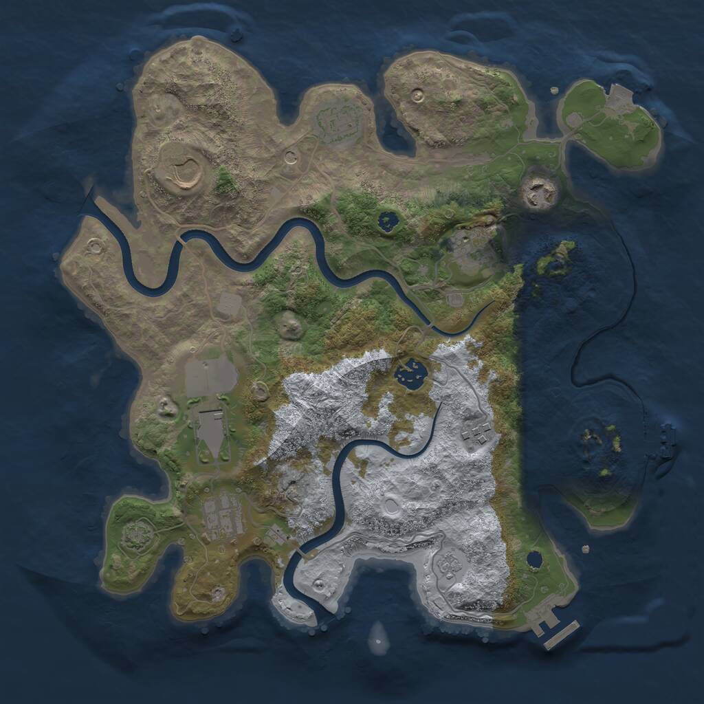 Rust Map: Procedural Map, Size: 3500, Seed: 1466643487, 14 Monuments