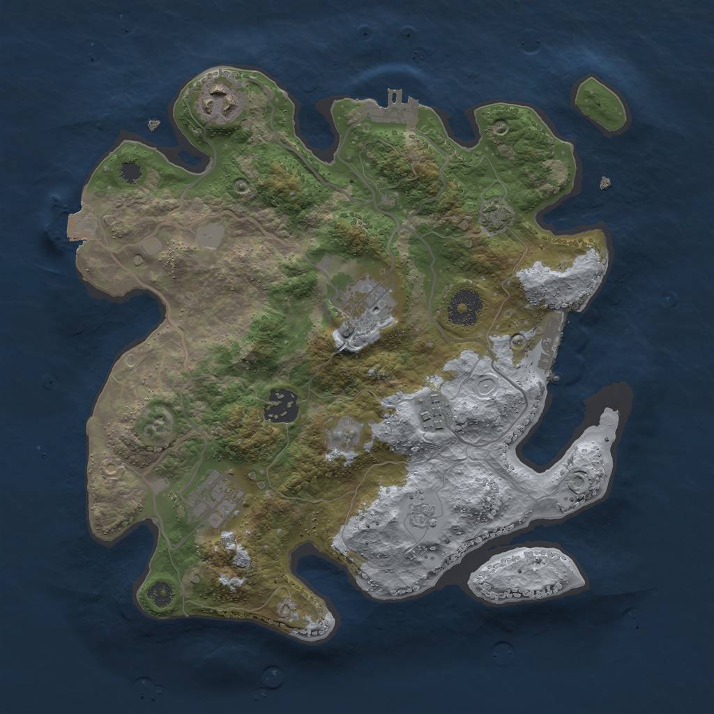 Rust Map: Procedural Map, Size: 3000, Seed: 20264, 12 Monuments