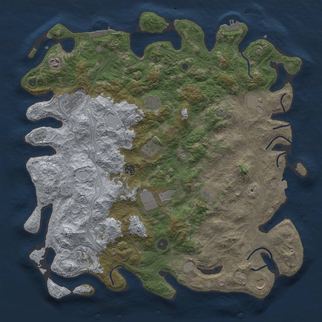 Rust Map: Procedural Map, Size: 4500, Seed: 1107643494, 19 Monuments