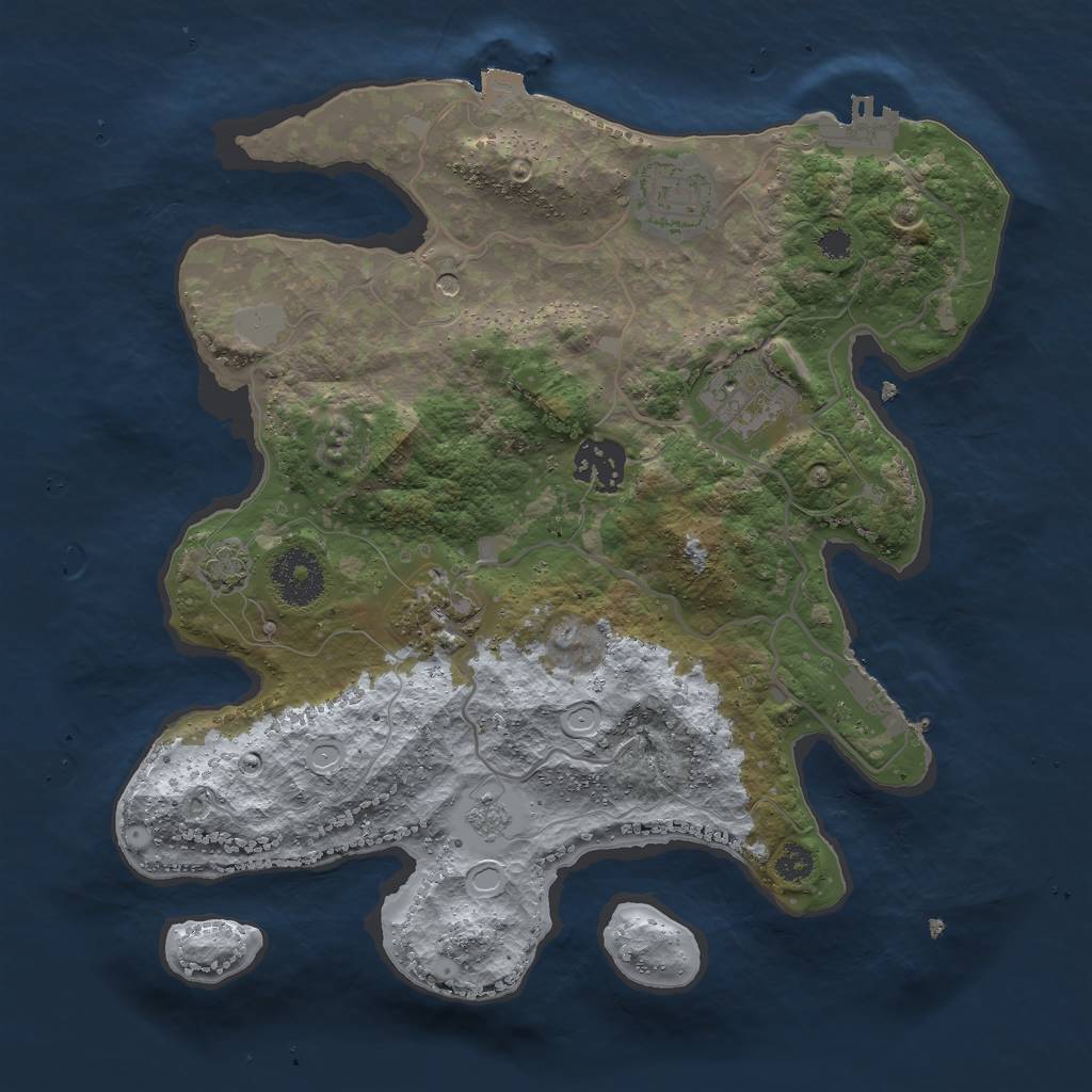 Rust Map: Procedural Map, Size: 3000, Seed: 595775758, 12 Monuments