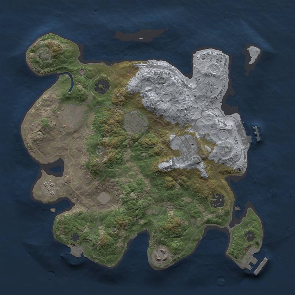 Rust Map: Procedural Map, Size: 3000, Seed: 717986539, 14 Monuments
