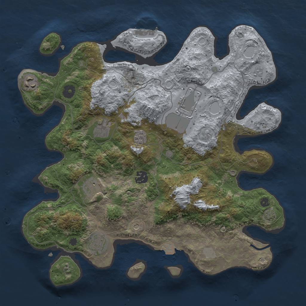 Rust Map: Procedural Map, Size: 3500, Seed: 53041304, 14 Monuments