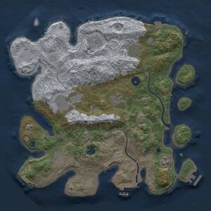 Thumbnail Rust Map: Procedural Map, Size: 3500, Seed: 915566094, 14 Monuments