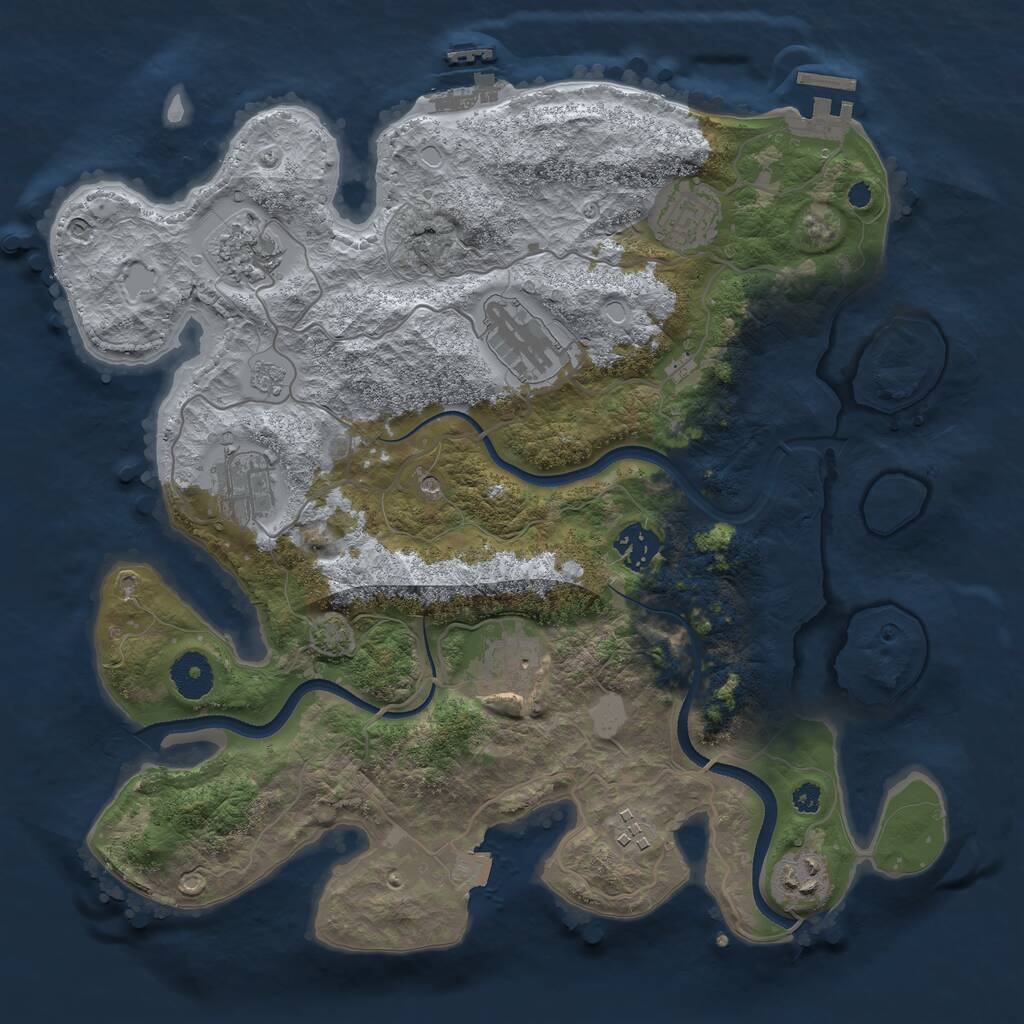 Rust Map: Procedural Map, Size: 3500, Seed: 915566094, 14 Monuments
