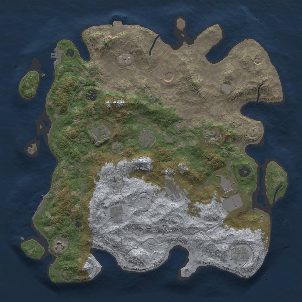 Rust Map: Procedural Map, Size: 4000, Seed: 365418297, 19 Monuments