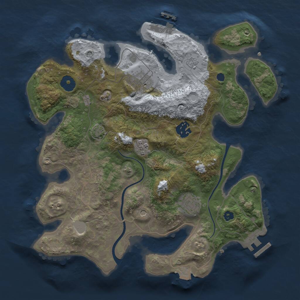 Rust Map: Procedural Map, Size: 3000, Seed: 1534731180, 10 Monuments