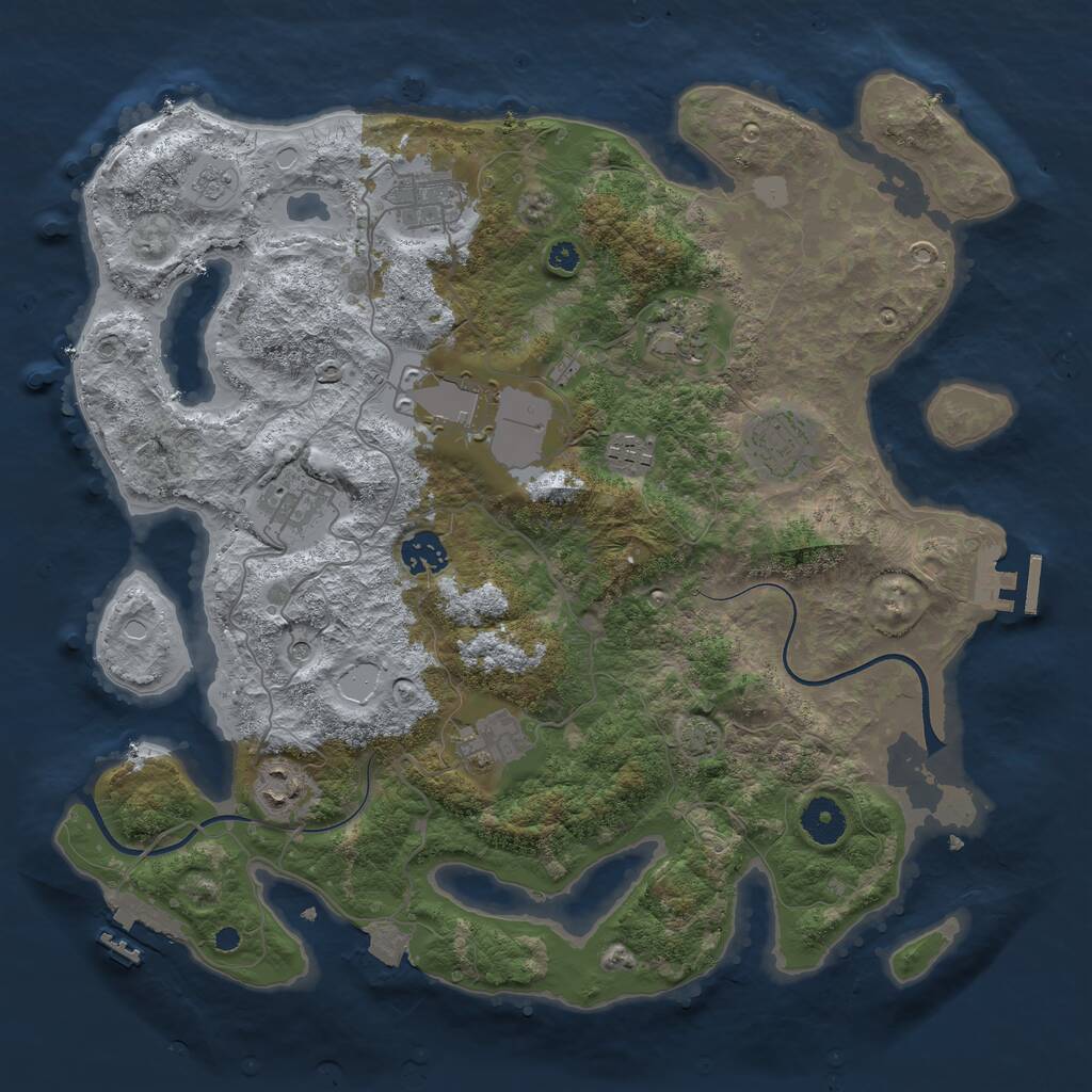 Rust Map: Procedural Map, Size: 3700, Seed: 163219224, 15 Monuments