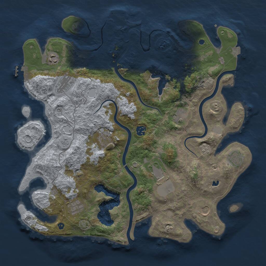 Rust Map: Procedural Map, Size: 4000, Seed: 20102023, 16 Monuments