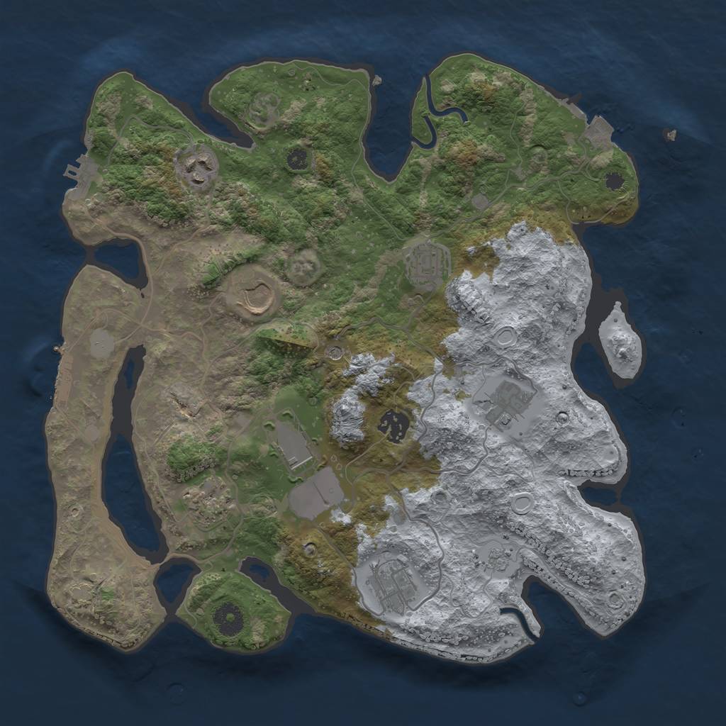 Rust Map: Procedural Map, Size: 3500, Seed: 120807209, 16 Monuments