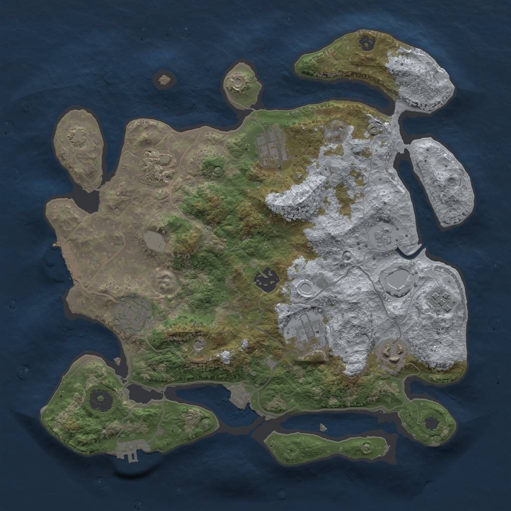 Rust Map: Procedural Map, Size: 3300, Seed: 203726047, 15 Monuments