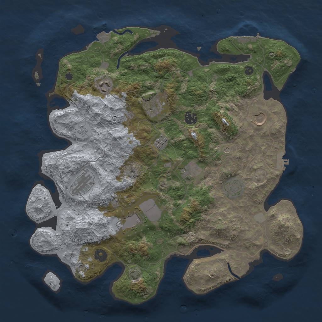 Rust Map: Procedural Map, Size: 3750, Seed: 6062024, 17 Monuments