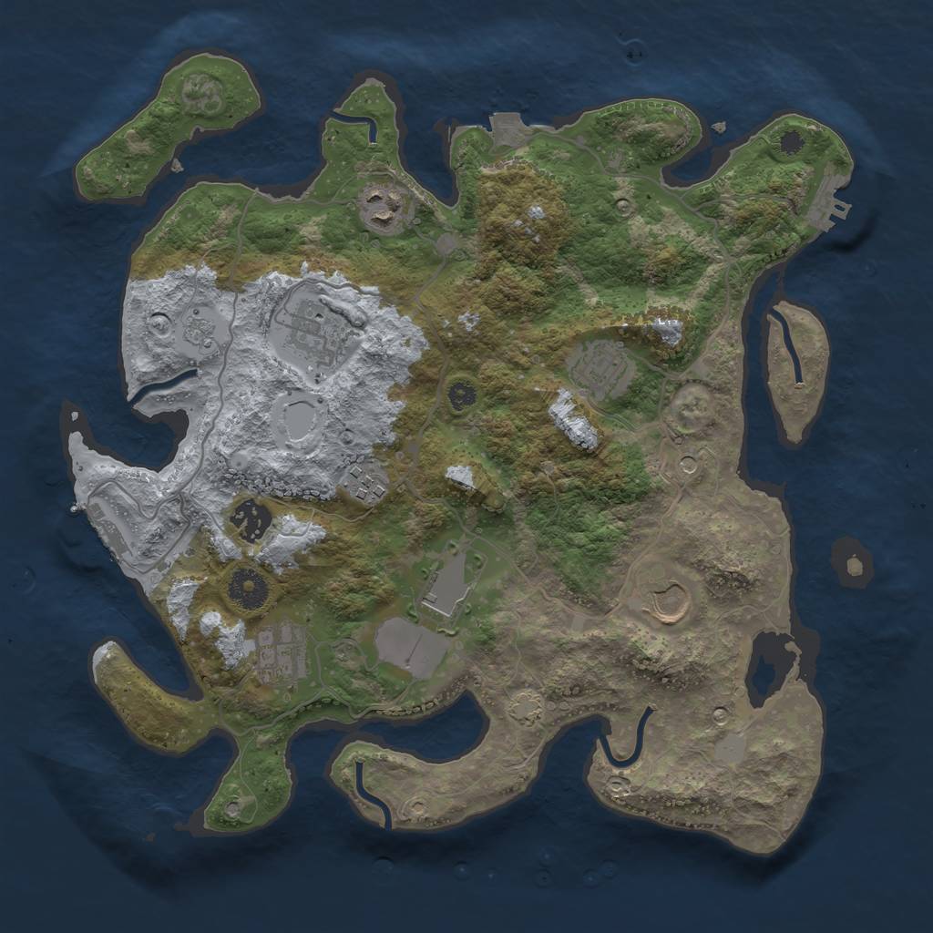 Rust Map: Procedural Map, Size: 3500, Seed: 1551068423, 16 Monuments