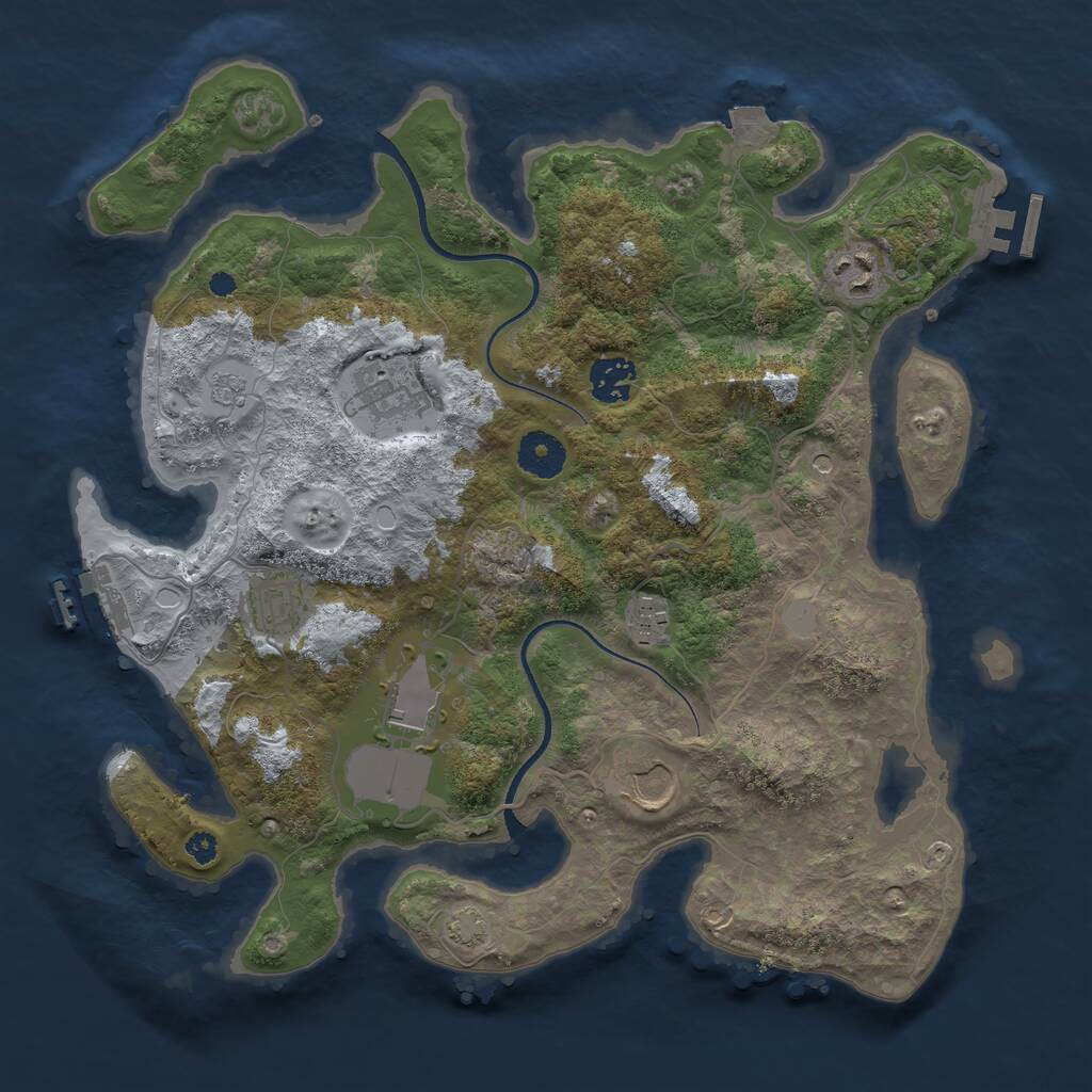 Rust Map: Procedural Map, Size: 3500, Seed: 1551068423, 13 Monuments
