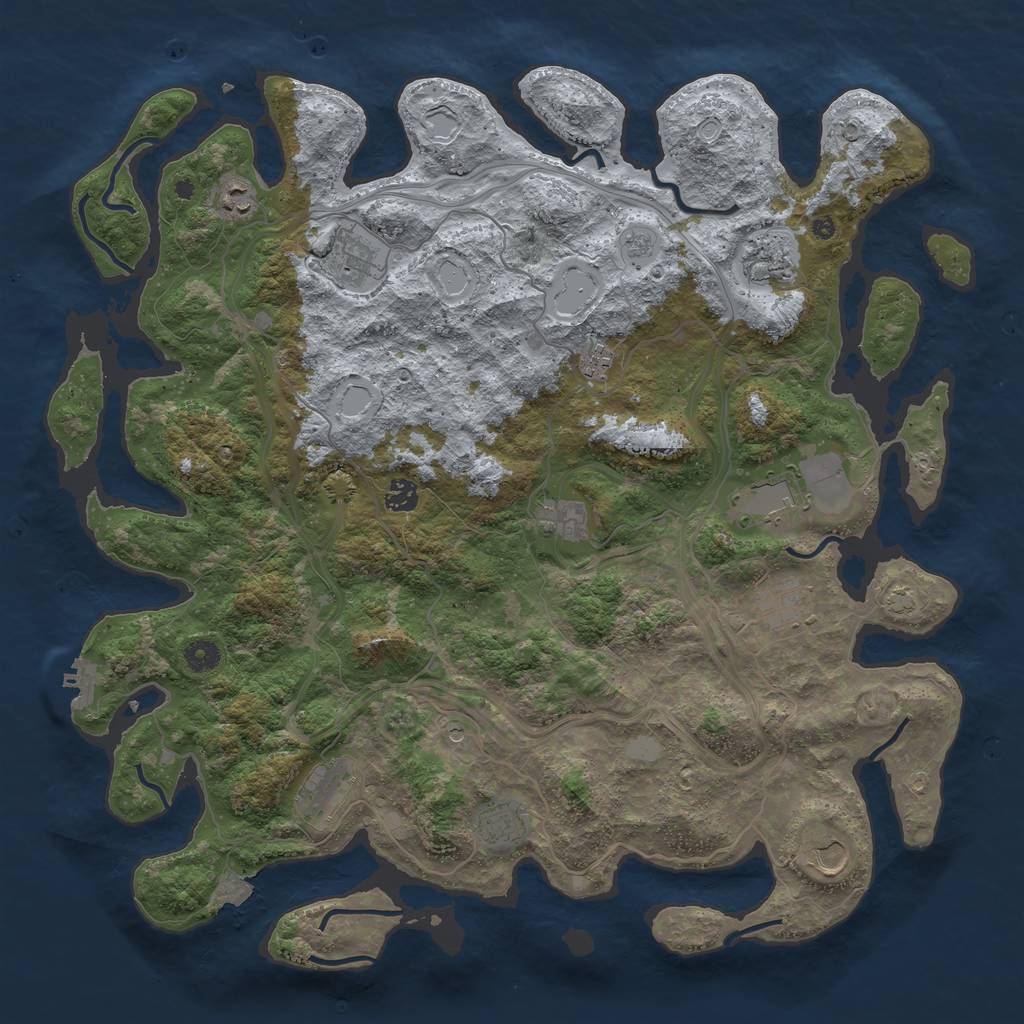 Rust Map: Procedural Map, Size: 4500, Seed: 793211679, 18 Monuments