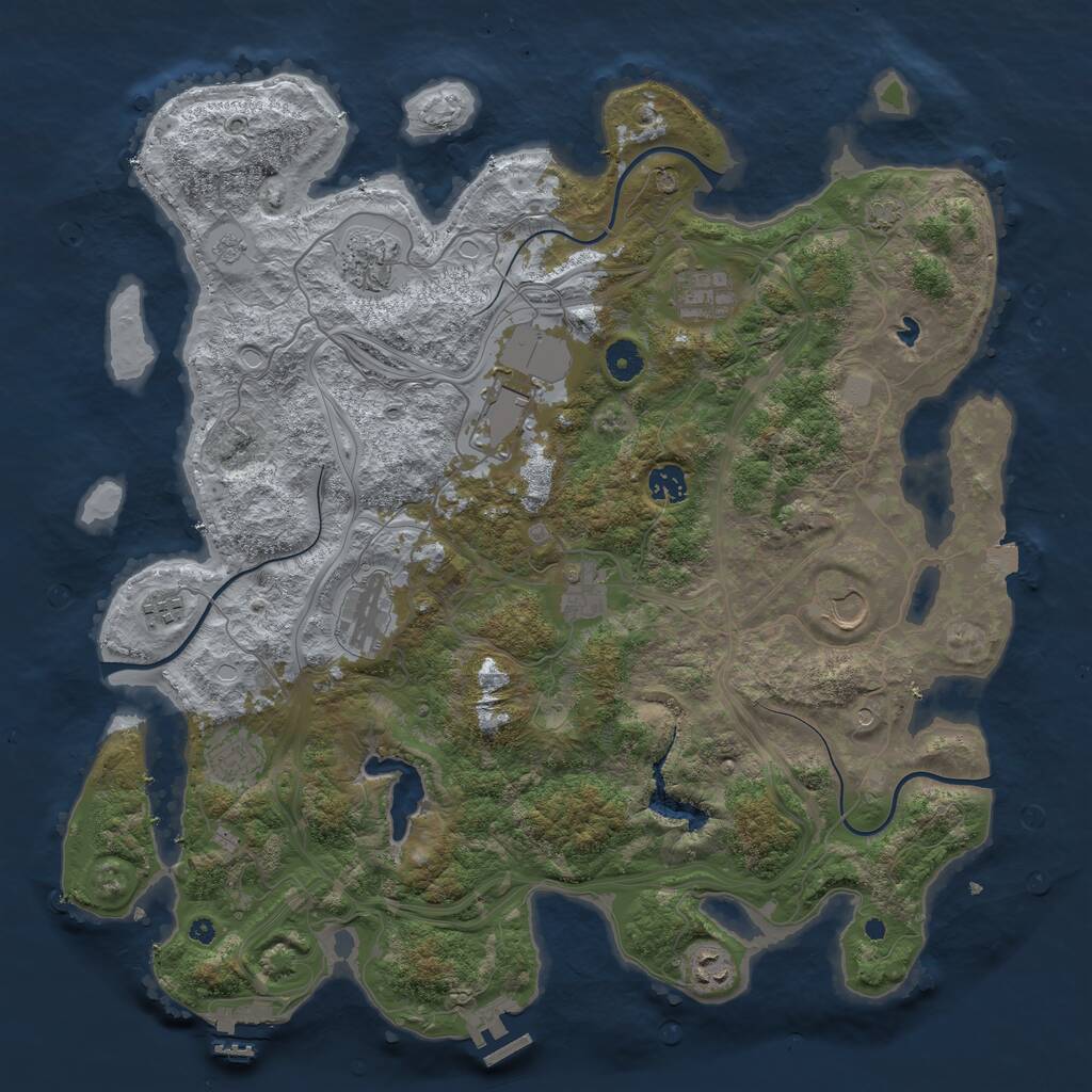 Rust Map: Procedural Map, Size: 4250, Seed: 1182805205, 16 Monuments