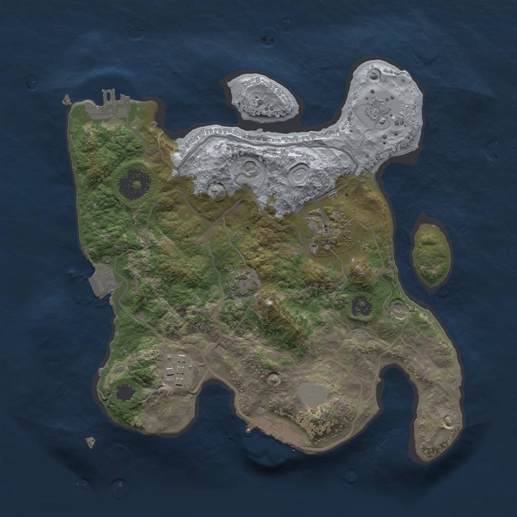 Rust Map: Procedural Map, Size: 2500, Seed: 326446817, 10 Monuments