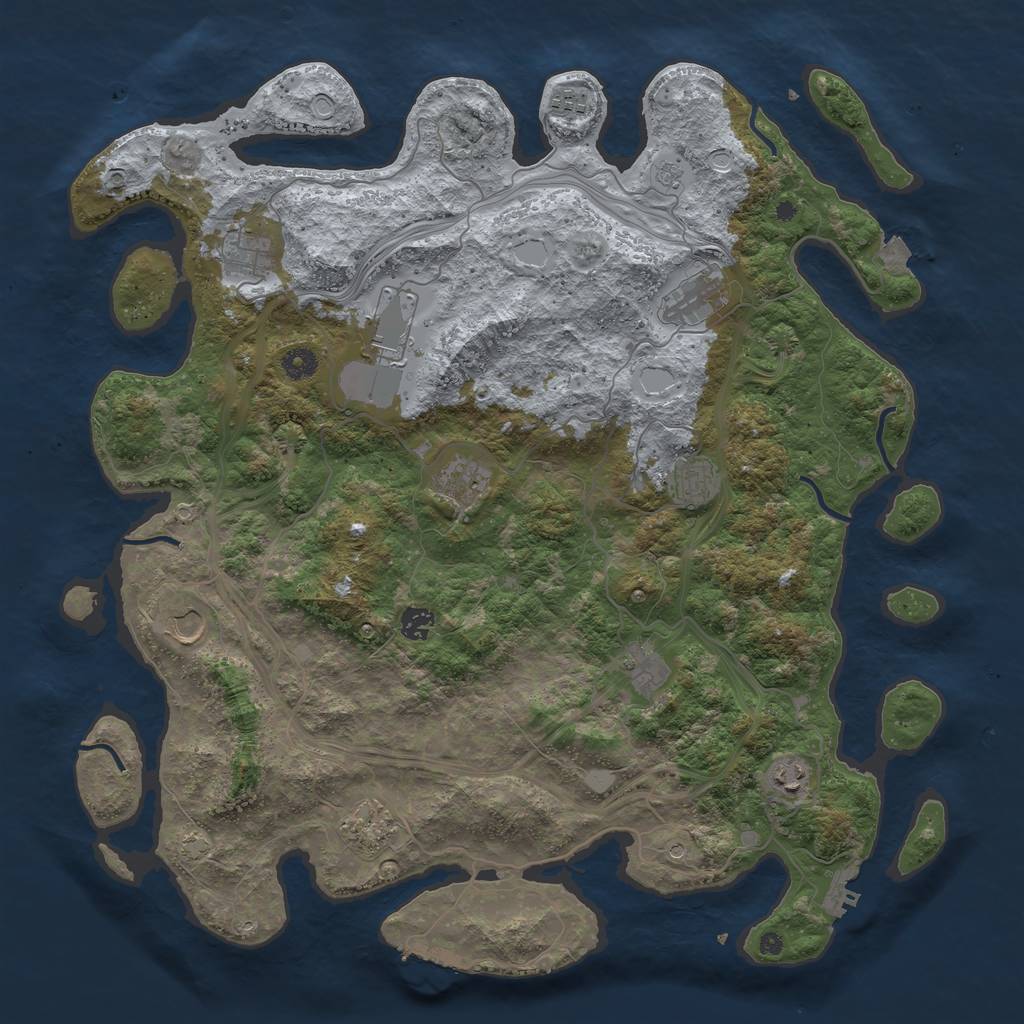 Rust Map: Procedural Map, Size: 4500, Seed: 1420223812, 19 Monuments