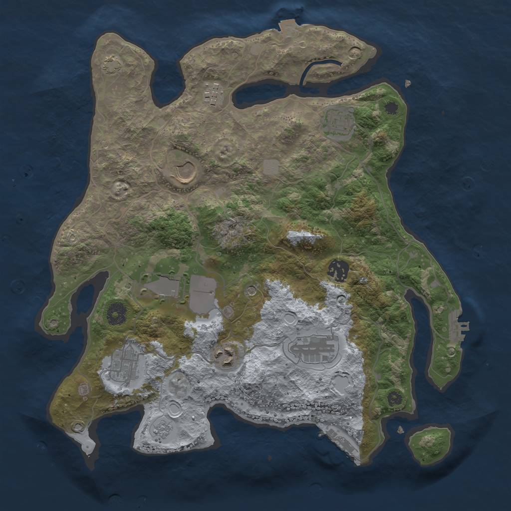 Rust Map: Procedural Map, Size: 3500, Seed: 721146139, 16 Monuments