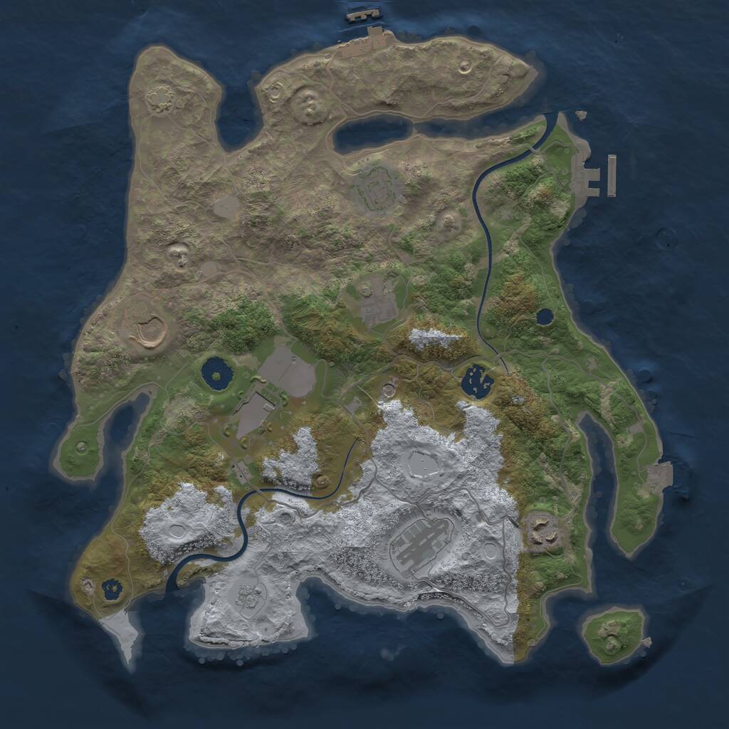 Rust Map: Procedural Map, Size: 3500, Seed: 721146139, 13 Monuments