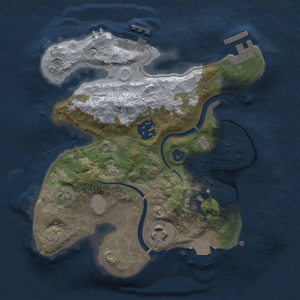 Rust Map: Procedural Map, Size: 2400, Seed: 1276878009, 7 Monuments