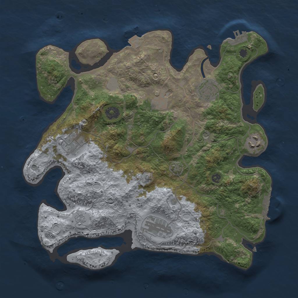 Rust Map: Procedural Map, Size: 3200, Seed: 2145999642, 13 Monuments