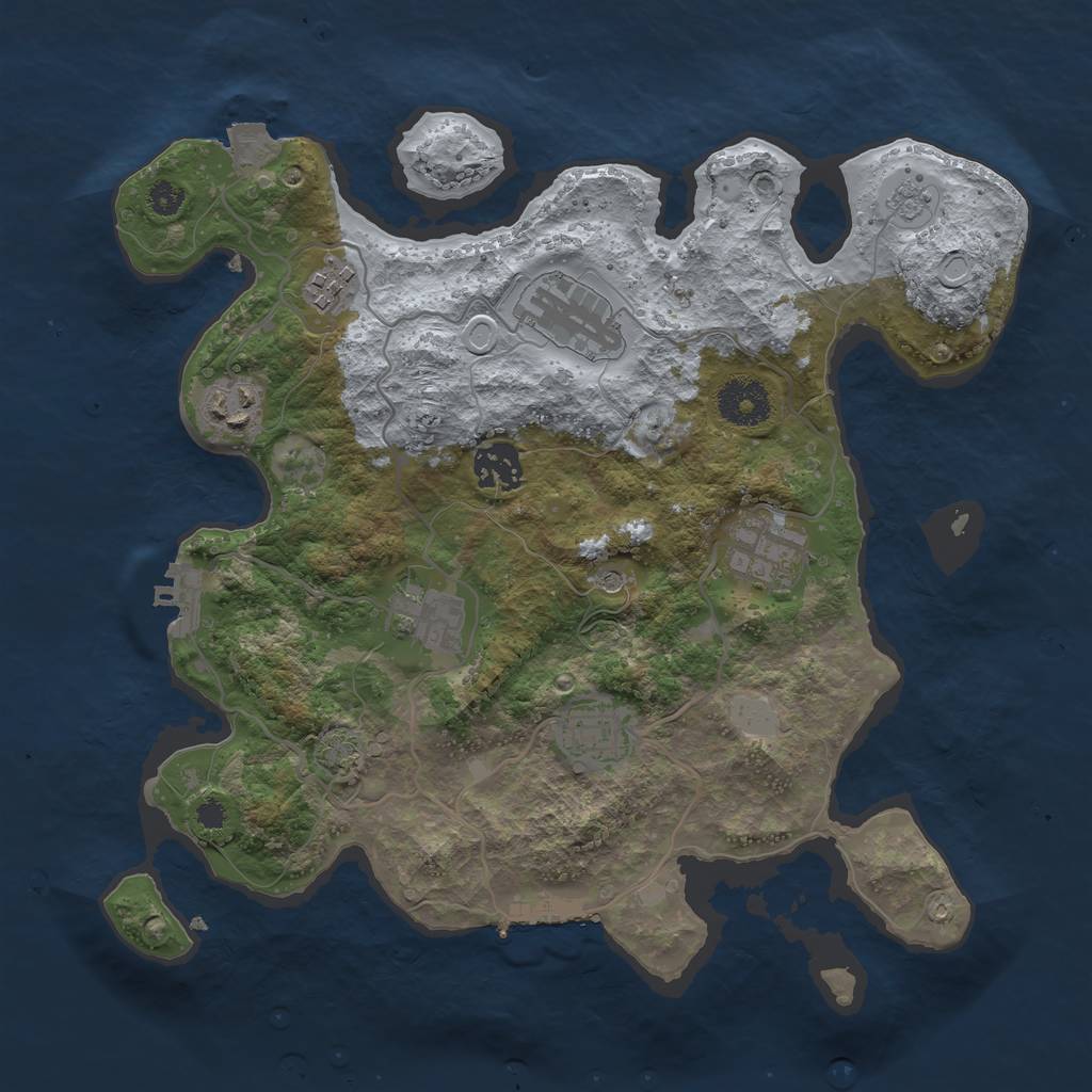 Rust Map: Procedural Map, Size: 3250, Seed: 621659011, 15 Monuments