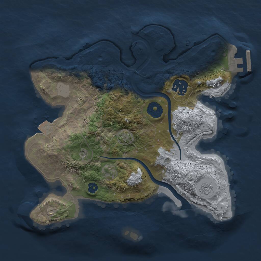 Rust Map: Procedural Map, Size: 2500, Seed: 324782384, 6 Monuments