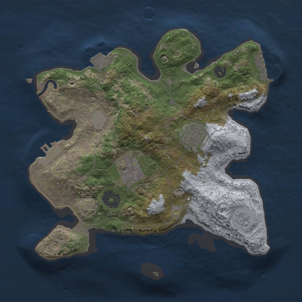 Rust Map: Procedural Map, Size: 2500, Seed: 324782384, 9 Monuments