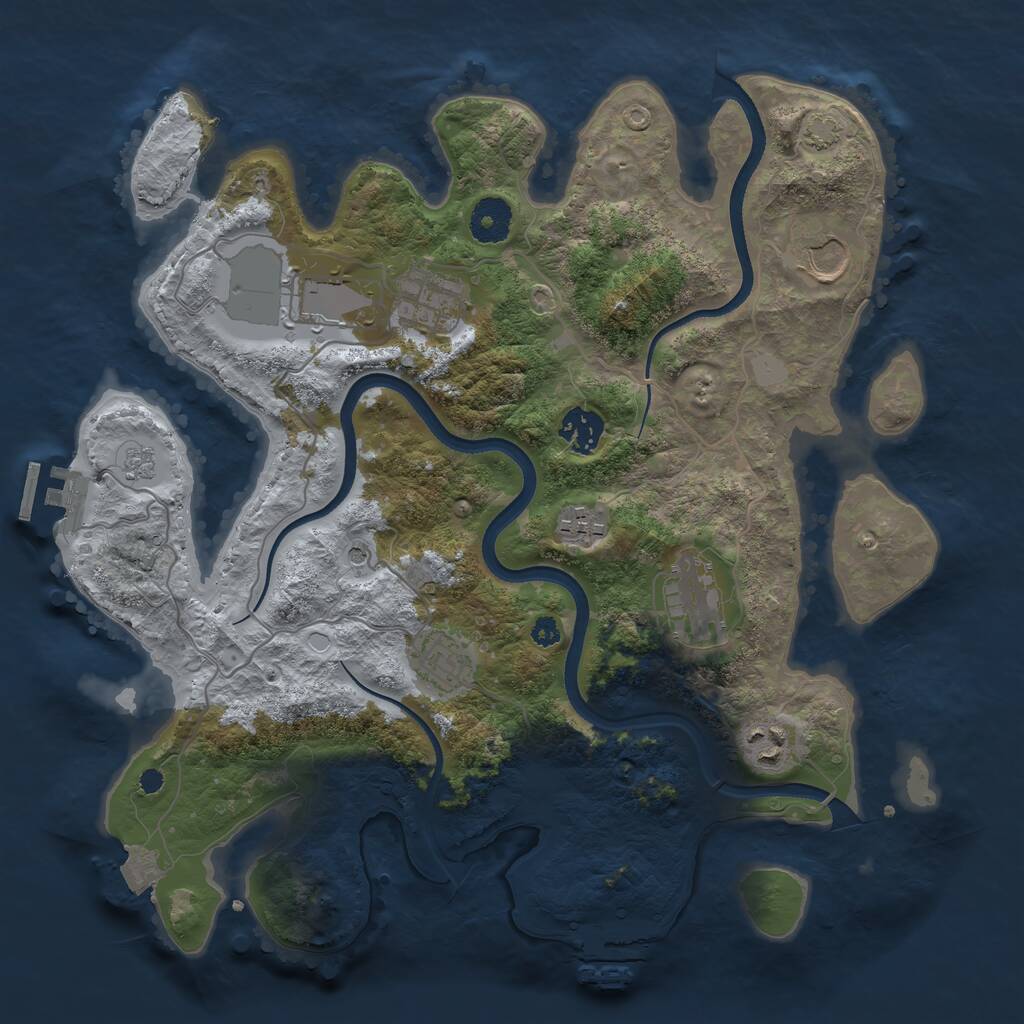 Rust Map: Procedural Map, Size: 3500, Seed: 1539699321, 14 Monuments