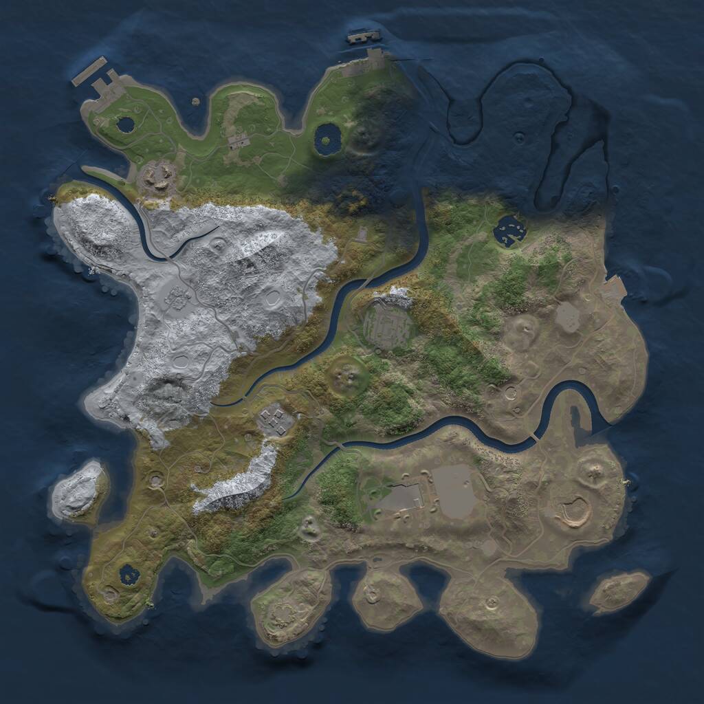 Rust Map: Procedural Map, Size: 3500, Seed: 1440757087, 12 Monuments