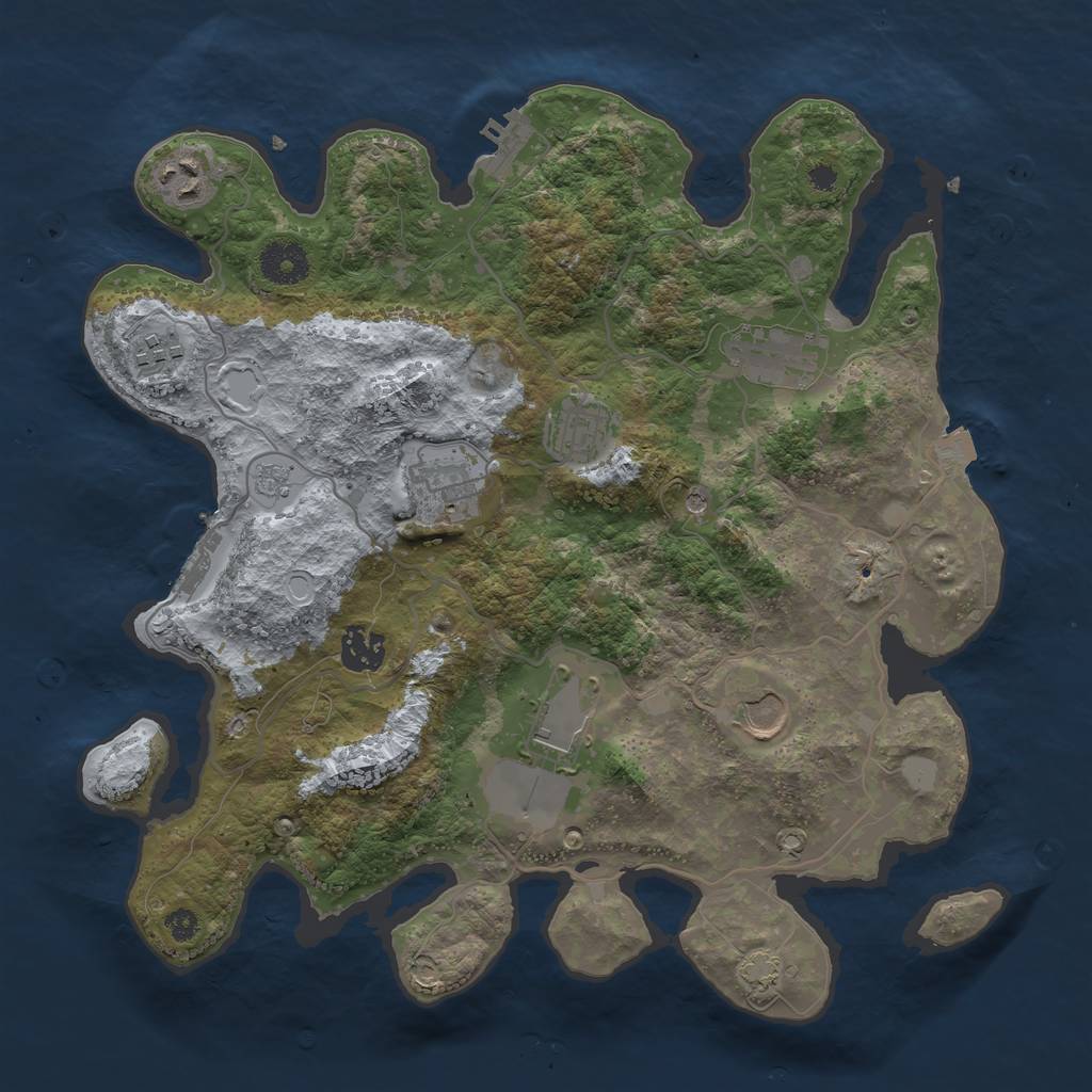 Rust Map: Procedural Map, Size: 3500, Seed: 1440757087, 16 Monuments