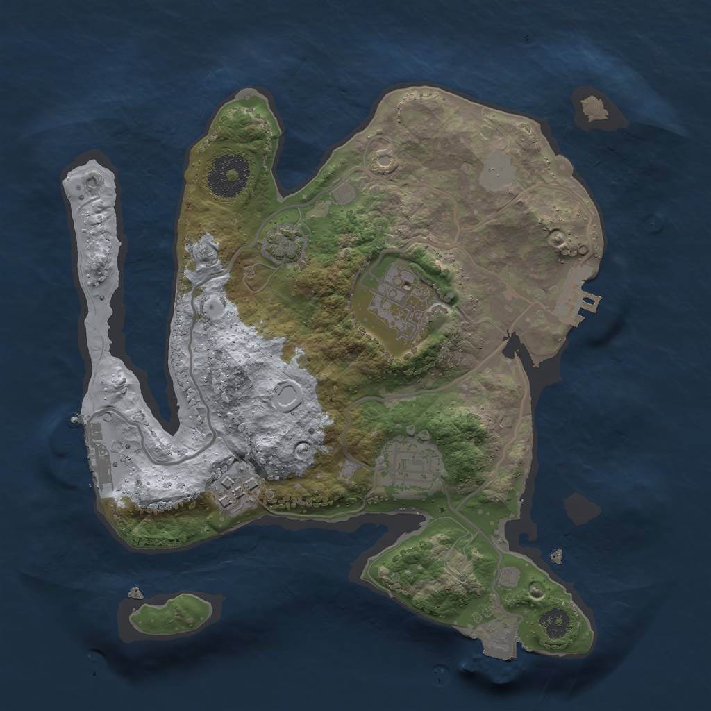 Rust Map: Procedural Map, Size: 2500, Seed: 1207798350, 9 Monuments