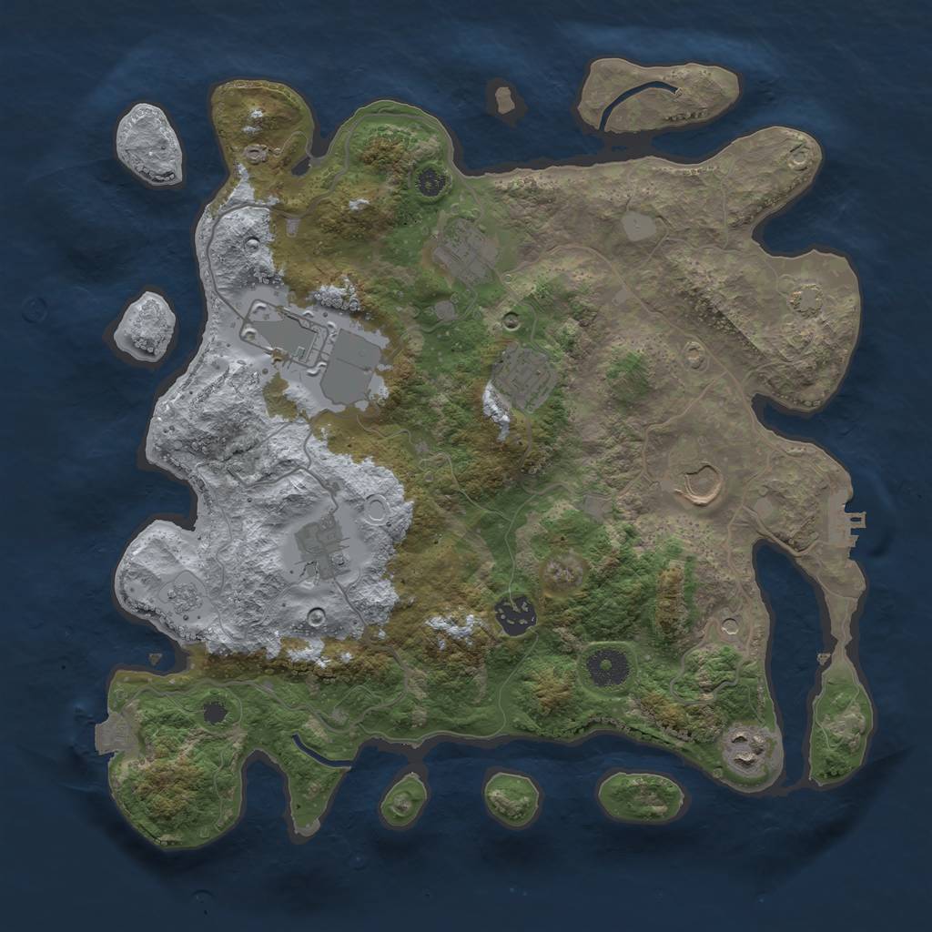 Rust Map: Procedural Map, Size: 3500, Seed: 790833903, 14 Monuments